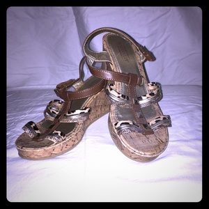 brown, Gold , leopard print wedges